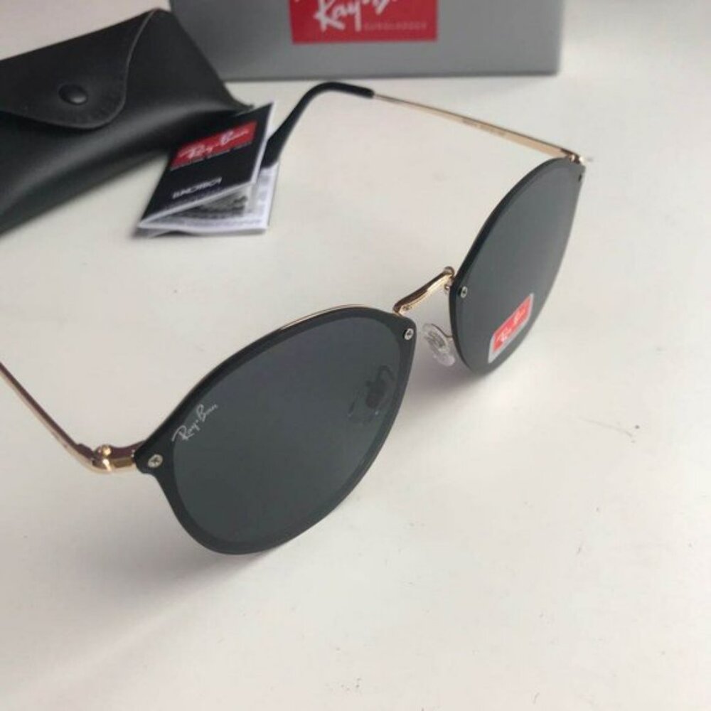 Ray-Ban 3574 Blaze Round Gold Frame Sunglasses